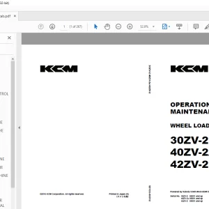 KCM WHEEL LOADER 30ZV-240ZV-2A42ZV-2 OPERATION & MAINTENANCE MANUAL 93103-00012