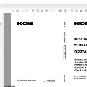 KCM WHEEL LOADER 92ZV-2 SHOP MANUAL 93221-00022 - PDF DOWNLOAD
