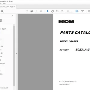 KCM WHEEL LOADER AUTHENT 80ZA,A-2 80ZIV,IV-2 Parts Manual 93309-00018 PDF