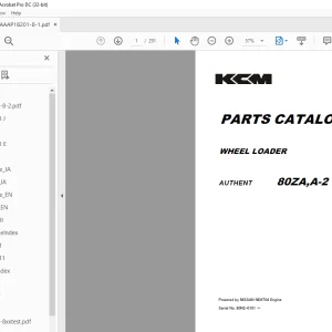 KCM Wheel Loader AUTHENT 80ZA,A-2 80ZIV,IV-2 PARTS CATALOG MANUAL AAAP18201-8  PDF