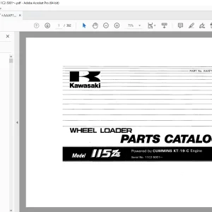 Kawasaki 115ZIV Wheel Loader Cummins KT-19-C Engine Parts Manual - PDF
