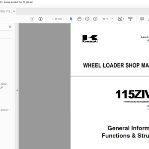 Kawasaki 115ZIV-3 WHEEL LOADER SHOP MANUAL AAA-S11M1E00-00Z - PDF DOWNLOAD