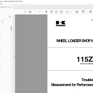 Kawasaki 115ZIV-3 WHEEL LOADER SHOP MANUAL AAA-S11M1E01-00Z - PDF DOWNLOAD