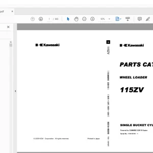 Kawasaki 115ZV WHEEL LOADER PARTS CATALOG Manual 93316-00250 - PDF DOWNLOAD