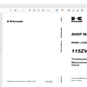 Kawasaki 115ZV WHEEL LOADER SHOP MANUAL 93216-00200 - PDF DOWNLOAD