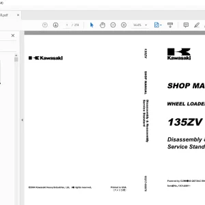 Kawasaki 135ZV WHEEL LOADER SHOP MANUAL 93217 -00070 PDF