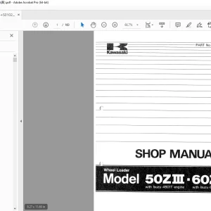 Kawasaki 50ZIII 60ZIII Wheel Loader Shop Manual - PDF DOWNLOAD