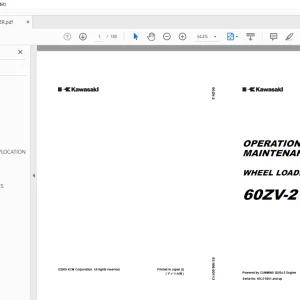 Kawasaki 60ZV-2 WHEEL LOADER OPERATION & MAINTENANCE MANUAL 93106-00113