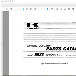 Kawasaki 65ZII Wheel Loader Parts Manual PN AAA P16052-2 - PDF DOWNLOAD