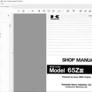 Kawasaki 65ZIII Wheel Loader ISUZU 6BGI Engine Shop Manual - PDF