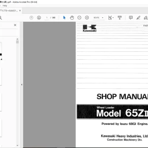 Kawasaki 65ZIII Wheel Loader ISUZU 6BGI Engine Shop Manual - PDF