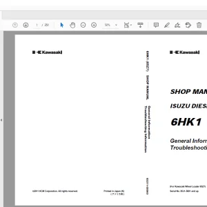 Kawasaki 6HK1 ISUZU DIESEL ENGINE Wheel Loader 85Z7 Shop Manual - PDF