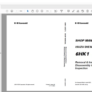 Kawasaki 6HK1 ISUZU DIESEL ENGINE Wheel Loader 85Z7 Shop Manual - PDF