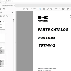 Kawasaki 70TMV-2 WHEEL LOADER Parts MANUAL 93308-00323 -  PDF DOWNLOAD