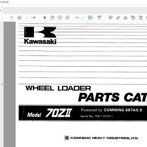 Kawasaki 70ZII Wheel Loader WITH CUMMINS 6BTA5.9 ENGINE Parts Manual - PDF
