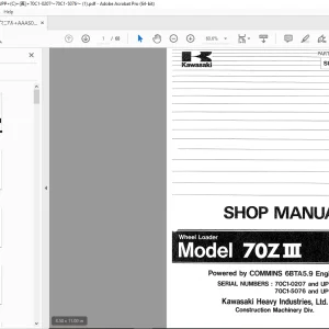 Kawasaki 70ZIII Wheel Loader Cummins 6BTA5.9 Engine Shop Manual - PDF