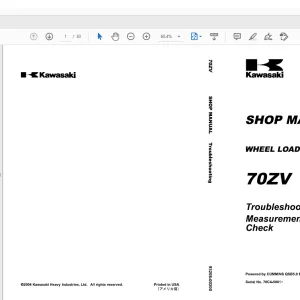 Kawasaki 70ZV WHEEL LOADER SHOP MANUAL 93208-00200- PDF  DOWNLOAD