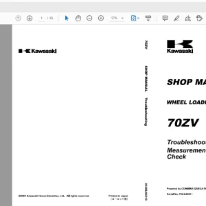 Kawasaki 70ZV WHEEL LOADER SHOP MANUAL 93208-00210 - PDF DOWNLOAD