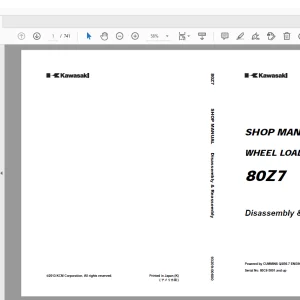 Kawasaki 80Z7 WHEEL LOADER CUMMINS QSB6.7 ENGINE Shop Manual - PDF