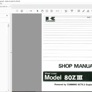 Kawasaki 80ZIII Wheel Loader Cummins 6CT8.3 Engine Shop Manual