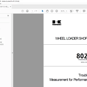 Kawasaki 80ZIV-2 WHEEL LOADER SHOP MANUAL AAA-S80N3E01-00Z -  PDF DOWNLOAD