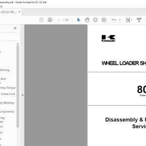 Kawasaki 80ZIV-2 WHEEL LOADER SHOP MANUAL AAA-S80N3E14-00Z -  PDF DOWNLOAD