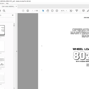 Kawasaki 80ZIV Wheel Loader NISSAN NE6T04 Engine Operation & Maintenance Manual PDF