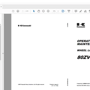 Kawasaki 80ZV-2 WHEEL LOADER OPERATION & MAINTENANCE MANUAL 93109-00312 - PDF DOWNLOAD