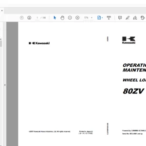 Kawasaki 80ZV WHEEL LOADER OPERATION & MAINTENANCE MANUAL 93109-00273