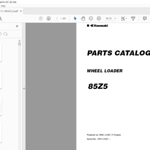 Kawasaki 85Z5 WHEEL LOADER PARTS CATALOG Manual 93311-00323 -  PDF DOWNLOAD