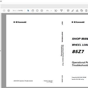 Kawasaki 85Z7 WHEEL LOADER ISUZU 6HK1 ENGINE Shop Manual - PDF