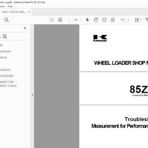 Kawasaki 85ZIV-2 WHEEL LOADER SHOP MANUAL AAA-S85N3E01-00Z  - PDF DOWNLOAD