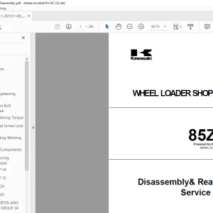 Kawasaki 85ZIV-2 WHEEL LOADER SHOP MANUAL AAA-S85N3E14-00Z - PDF DOWNLOAD