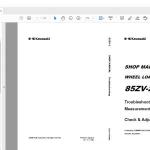Kawasaki 85ZV-2 WHEEL LOADER Shop Manual 93211-00450 -  PDF DOWNLOAD