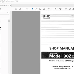 Kawasaki 90ZIII Wheel Loader Cummins LTA10 Engine Shop Manual - PDF