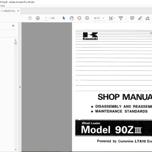 Kawasaki 90ZIII Wheel Loader Cummins LTA10 Engine Shop Manual - PDF