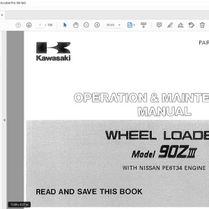 Kawasaki 90ZIII Wheel Loader Nissan PE6T34 Engine Operation & Maintenance Manual PDF