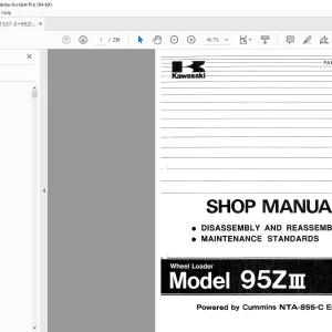 Kawasaki 95ZIII Wheel Loader Cummins NTA-855-C Engine Shop Manual PDF