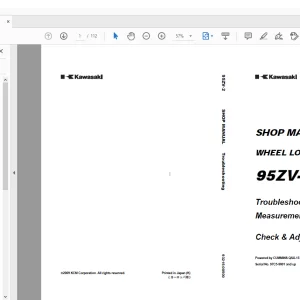 Kawasaki 95ZV-2 Wheel Loader Shop Manual 93215-00500 -  PDF DOWNLOAD