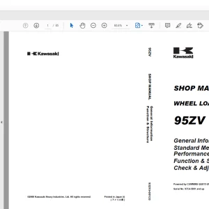 Kawasaki 95ZV WHEEL LOADER SHOP MANUAL 93215-00133 - PDF DOWNLOAD