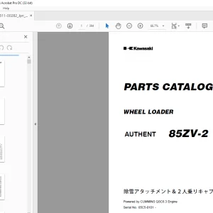 Kawasaki AUTHENT 85ZV-2 WHEEL LOADER Parts Manual 93311-00282 - PDF DOWNLOAD