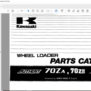 Kawasaki Authent 70ZA 70ZIV Wheel Loader HINO HO6C-T Engine Parts Manual- PDF
