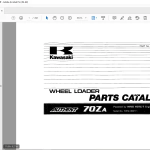 Kawasaki Authent 70ZA Wheel Loader HINO H07C-T Engine Parts Manual - PDF