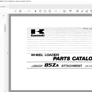 Kawasaki Authent 805ZA Wheel Loader Attachment Parts Manual - PDF