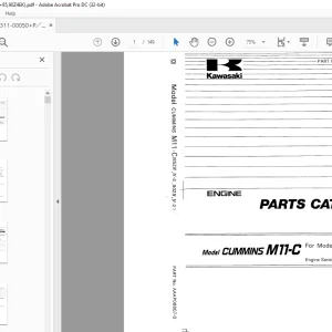 Kawasaki CUMMINS M11-C ENGINE PARTS CATALOG MANUAL PN AAAP08807-0 PDF