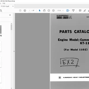 Kawasaki Cummins KT-1150 Shovel Loader For 110Z Parts Manual - PDF