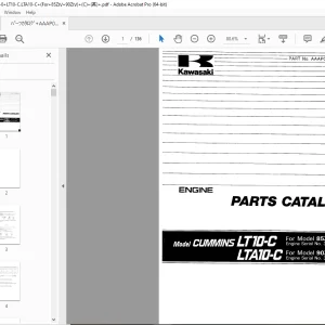 Kawasaki Cummins LT10-C LTA10-C Engine For 80ZN 90ZN Parts Manual - PDF DOWNLOAD