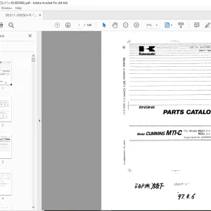 Kawasaki Cummins M11-C For 85ZIV 85ZIV-2 90ZIV 90ZIV-2 Engine Parts Manual -PDF
