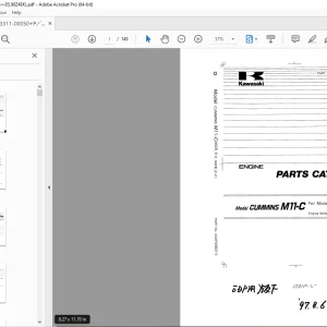 Kawasaki Cummins M11-C For 85ZIV 85ZIV-2 90ZIV 90ZIV-2 Engine Parts Manual PDF