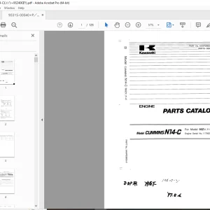 Kawasaki Cummins N14-C Wheel Loader For 95ZIV 95ZIV-2 Engine Parts Manual PDF
